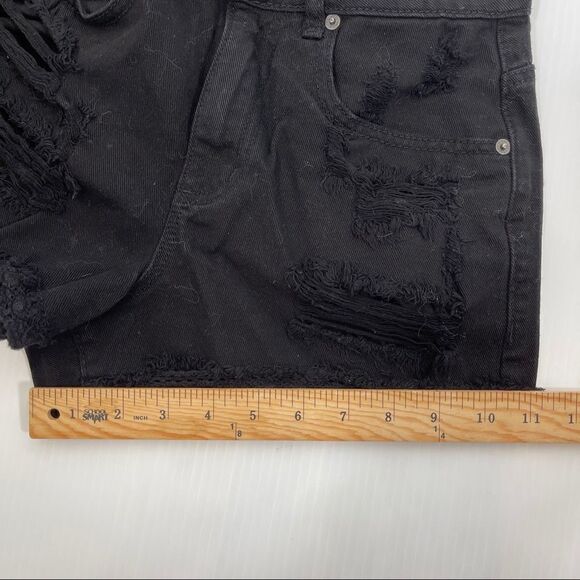 Garage Festival Shorts Black Distressed Lace Trim Women's 1 - Picture 10 of 10